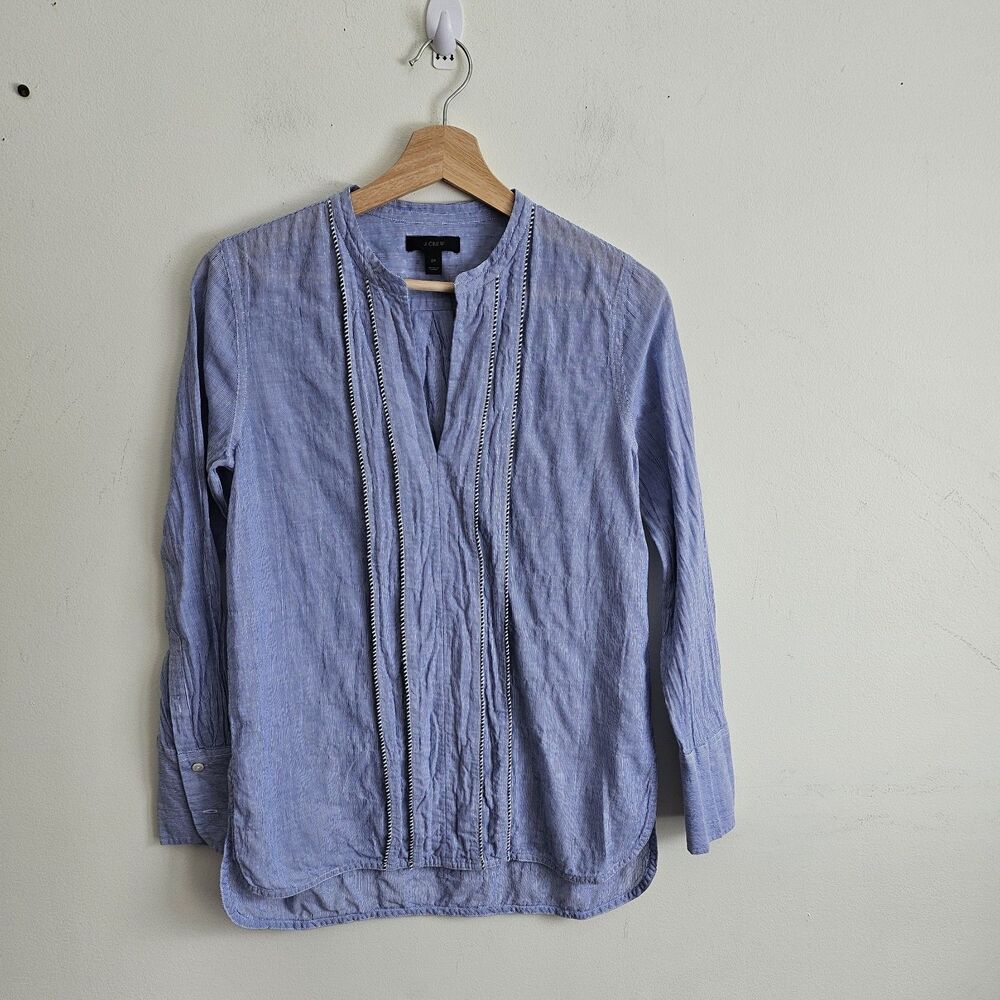 J. Crew Striped Cotton Popover Blue Size 2P EUC